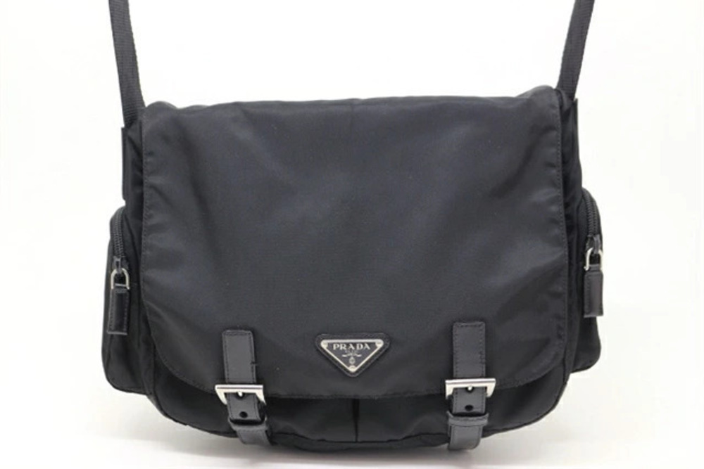 Prada Crossbody Tessuto Saffiano Bag Nero Black